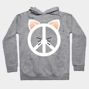 Vintage Peace Cat Sign White Hippie T-shirt Hoodie